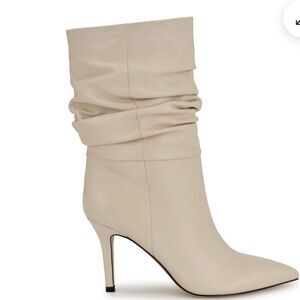 ⚘️ NINE WEST CREAM   LEATHER SLOUCH BOOTS ⚘️